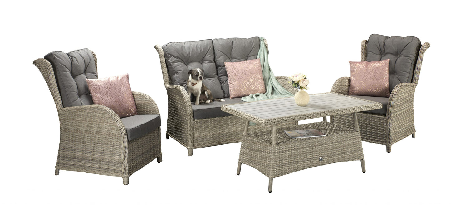 Rattan 4 Seater Sofa Set with Supper Table in Grey | Meghan | Megh0297