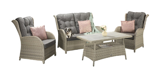 Rattan 4 Seater Sofa Set with Supper Table in Grey | Meghan | Megh0297