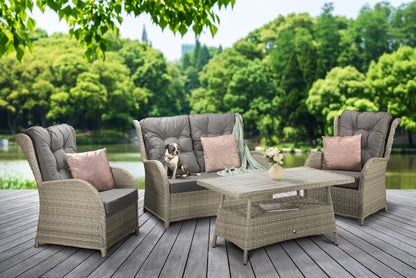 Rattan 4 Seater Sofa Set with Supper Table in Grey | Meghan | Megh0297