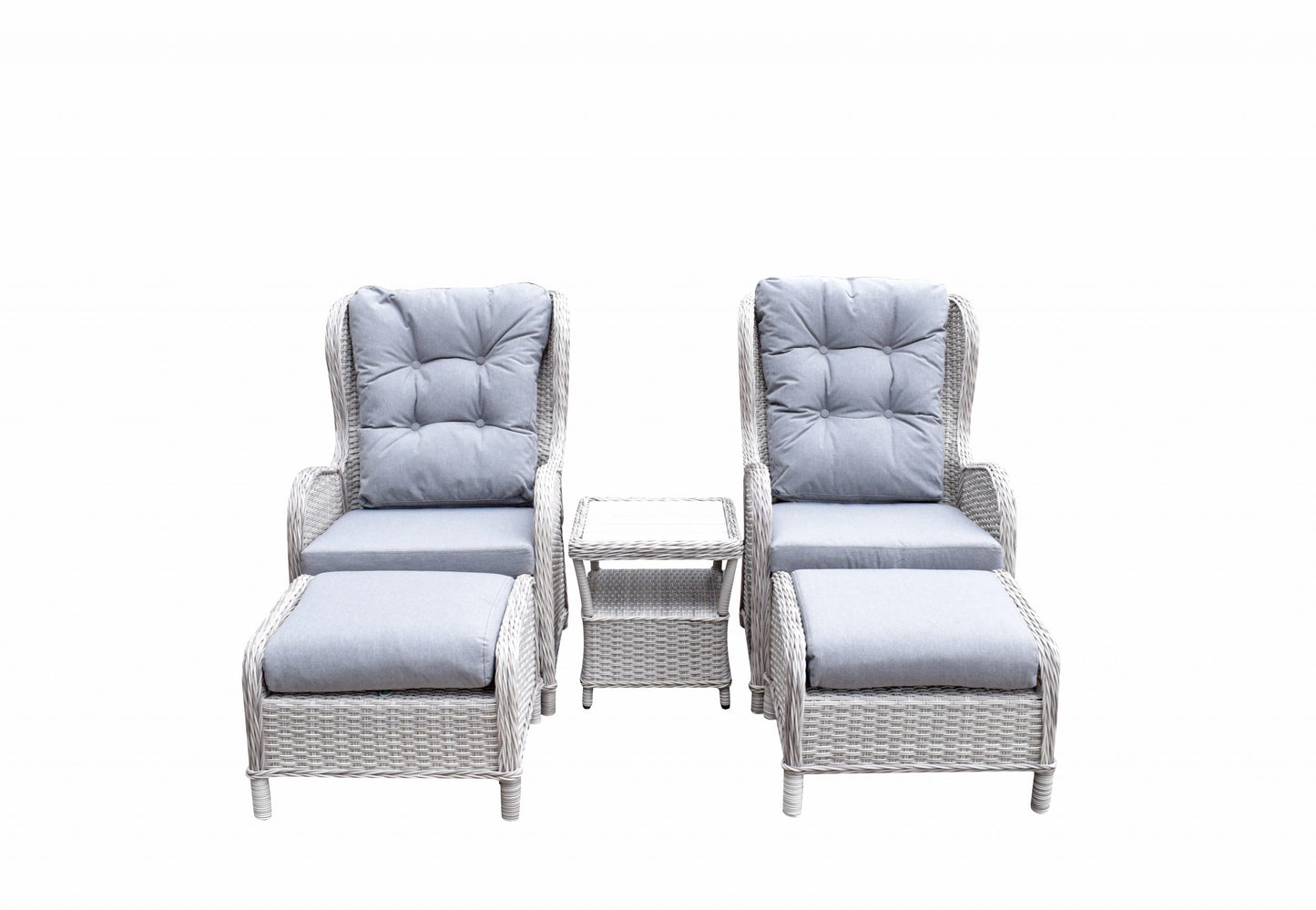 Rattan 5 Piece Reclining Lounge Set in Grey | Megh0298