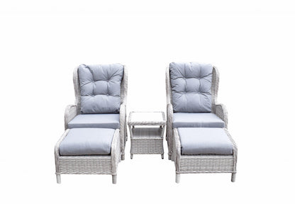 Rattan 5 Piece Reclining Lounge Set in Grey | Megh0298