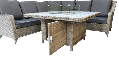 Rattan Corner Dining Sofa with Gas Fire Pit | Megh0323