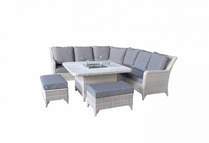 Rattan Corner Dining Sofa with Gas Fire Pit | Megh0323
