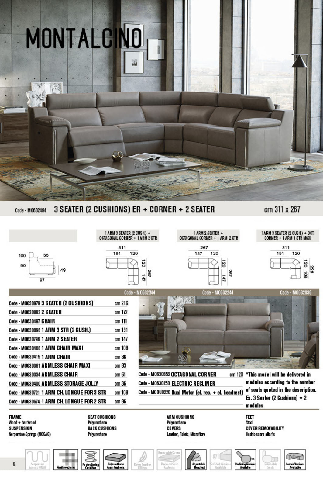 Modular Montalcino Leather Sofa Collection | Newtrend Concepts Italia