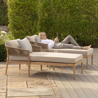 Homeflair - Porto Rope Weave Double Sunlounger Set