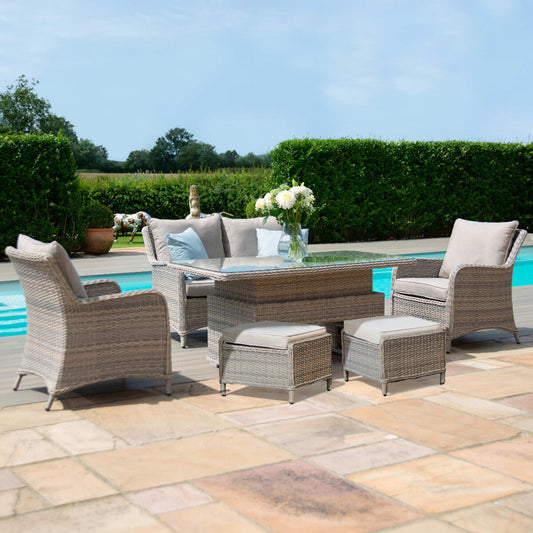 Homeflair – Cotswold Sofa Rattan Dining Set w/ Rising Table