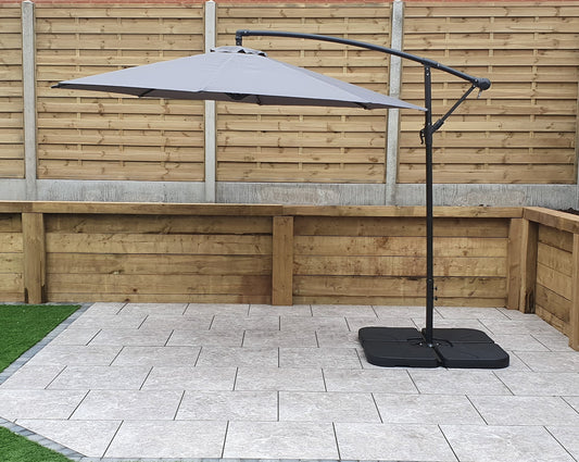 Rattan 3m Banana Parasol in Grey | Para0081