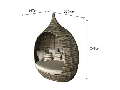 Rattan Pearl Daybed in Mixed Grey with Scatters | Pear0039