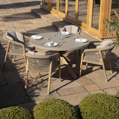Homeflair - Martinique Rope Weave 4 Seat Round Dining Set
