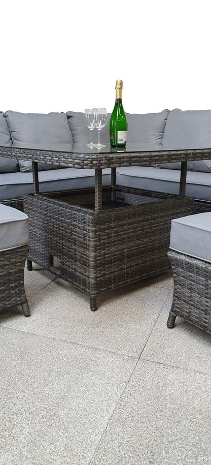 Rattan Francesca Corner Dining Sofa with Lift Table in Grey | Fran0363