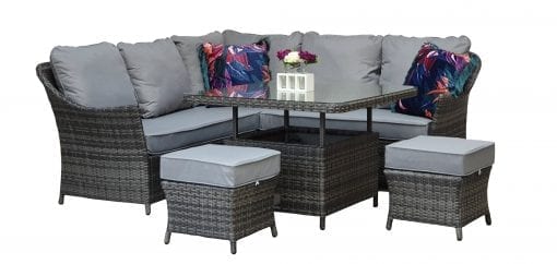 Rattan Francesca Corner Dining Sofa with Lift Table in Grey | Fran0363
