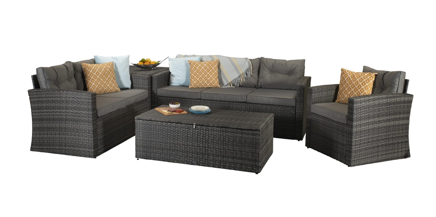 Rattan Holly 5 Piece Sofa Set with Steel Frame in Grey | Holl0286