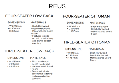 Reus Low Back Fabric Sofa & Ottoman Collection | Shackletons