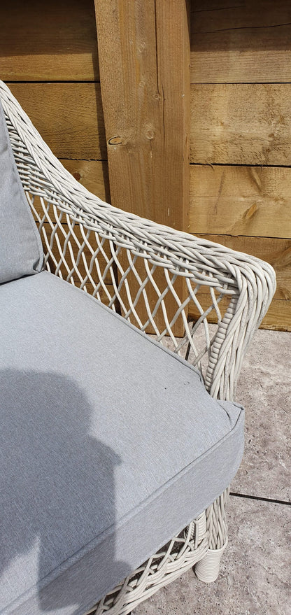 Rattan Sofa Set with Coffee Table in White Wicker | Rose | Rose0371