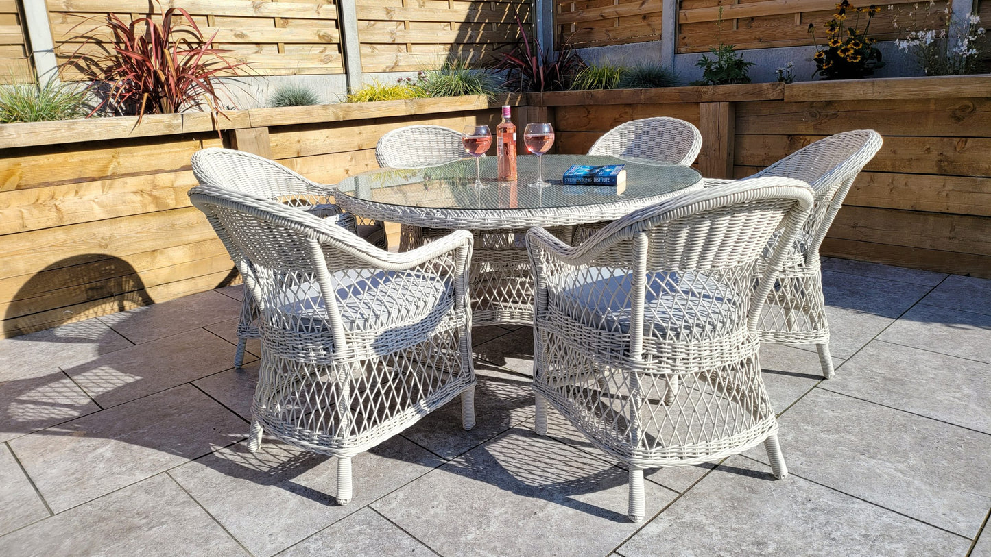 Rattan Round Table + 6 Dining Chairs | Rose | Rose0389_0393