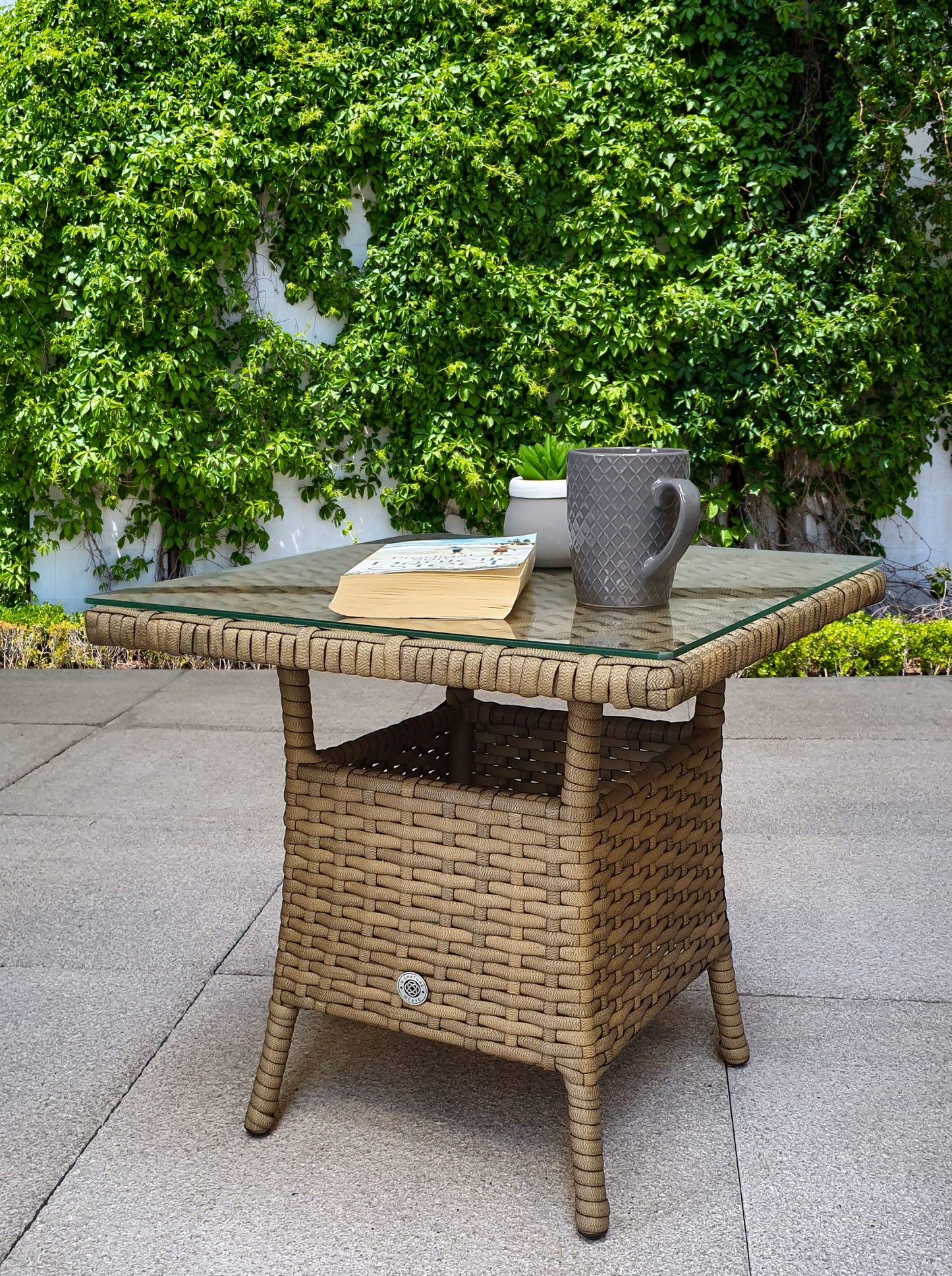 Rattan Beige High Back 3 Piece Lounge Set in Natural | Sarah | Sara0045