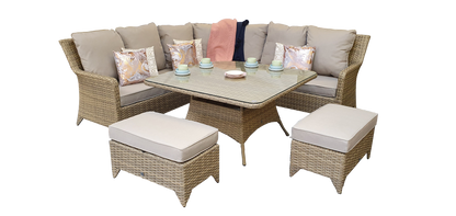Rattan Corner Dining Set in Natural | Sarah | Sara0048