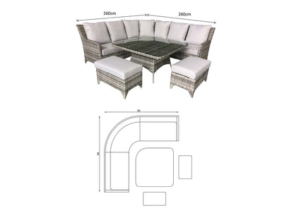 Rattan Corner Dining Set in Natural | Sarah | Sara0048