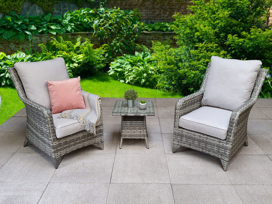 Rattan Grey 3 Piece High Back Lounge Set | Sarah | Sara0175