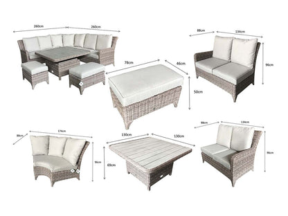 Rattan Corner Dining Set with Lift Table | Sarah | Sara0260