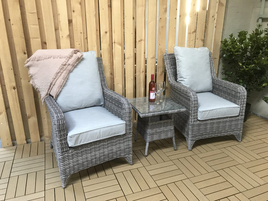 Rattan 3 Piece Lounge Set in Round Grey Weave | Sarah | Sara0261