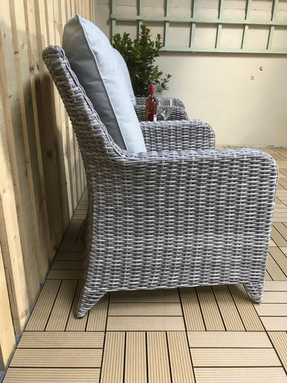 Rattan 3 Piece Lounge Set in Round Grey Weave | Sarah | Sara0261