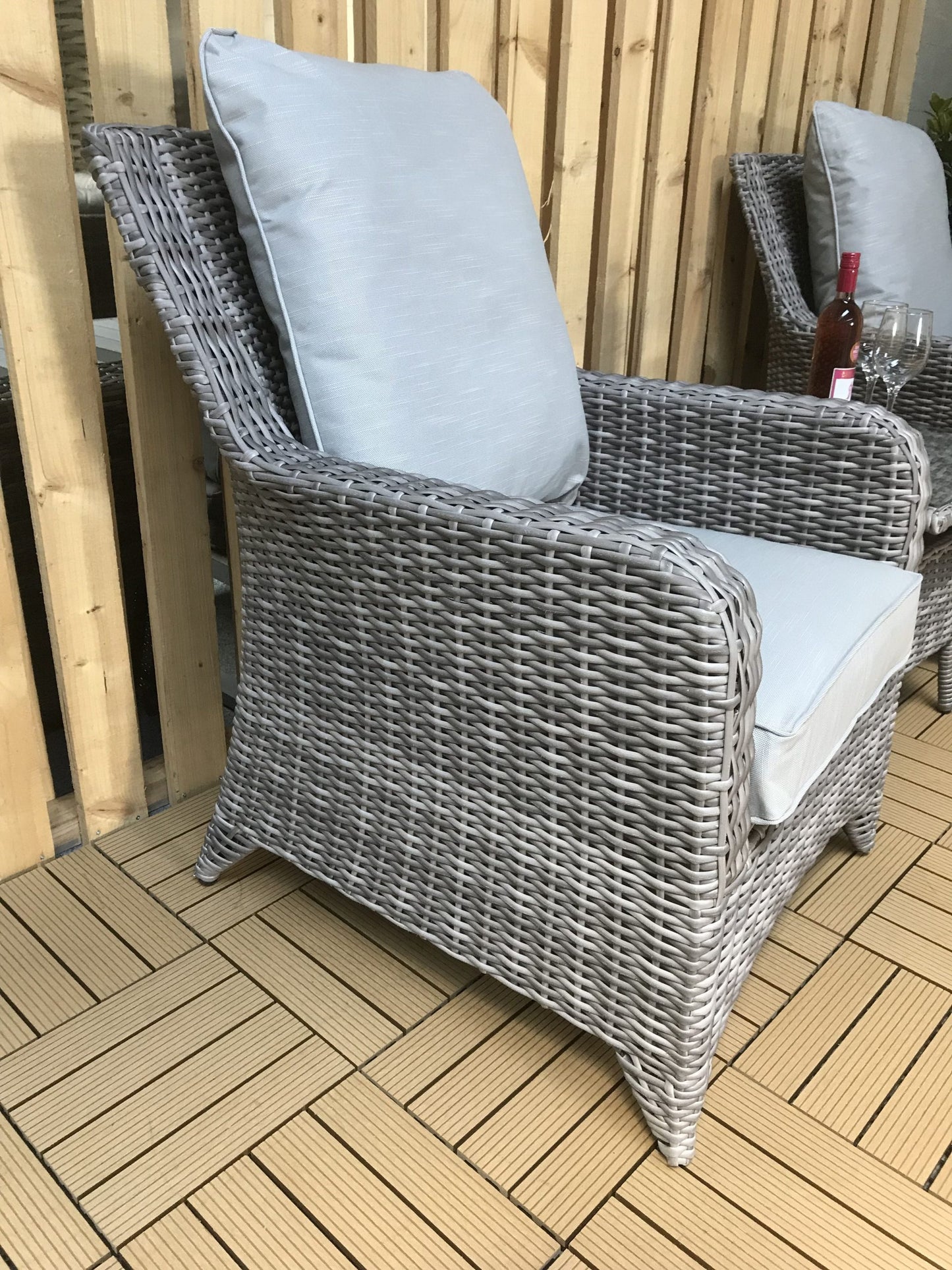 Rattan 3 Piece Lounge Set in Round Grey Weave | Sarah | Sara0261