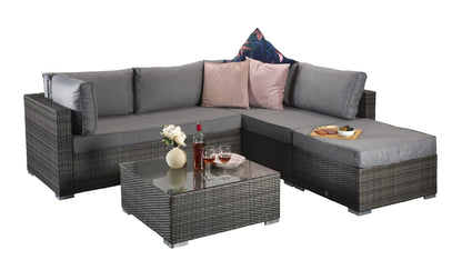 Savannah Rattan Corner Sofa Set in Grey | Sava0093