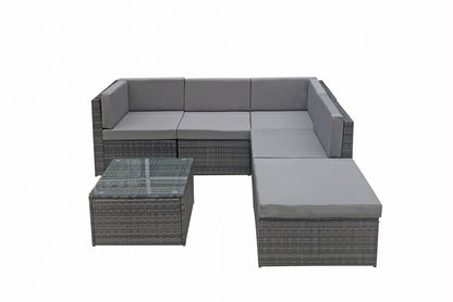 Rattan Stella Modular Corner Sofa + Table Grey | Stell0333