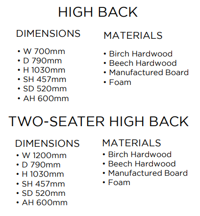 Sunningdale High Back Fabric Collection | Shackletons