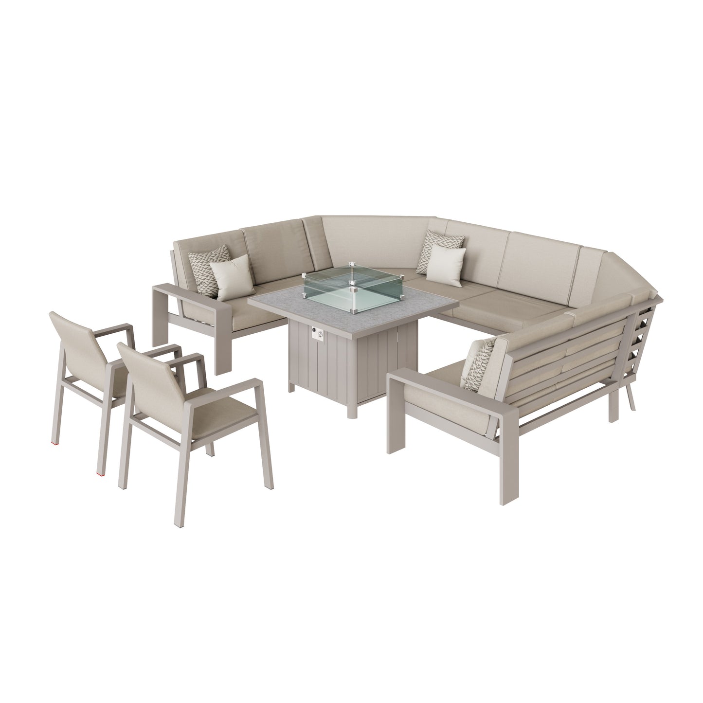 Signture Weave - Venus U shape with two dining chairs + gas firepit table | VENU0464