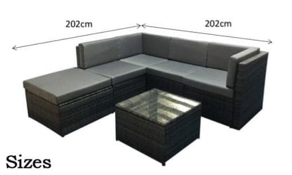 Rattan Stella Modular Corner Sofa + Table Grey | Stell0333