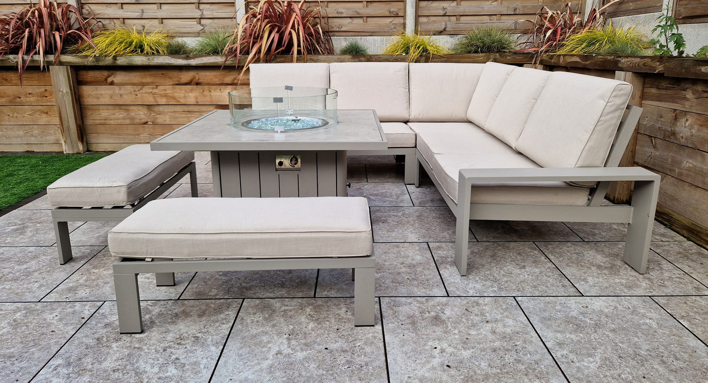 Venus Corner Sofa Dining Set w/ Firepit Table | Venu0416