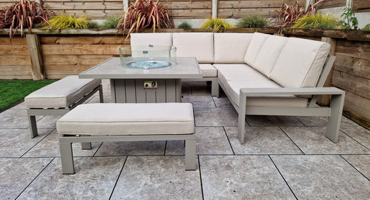 Venus Corner Sofa Dining Set w/ Firepit Table | Venu0416