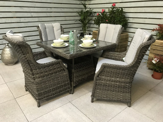 Rattan Square Table + 4 Chairs Set | Victoria | Vict0147_Vict0112