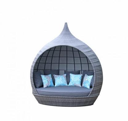 Rattan Pearl Daybed in Mixed Grey with Scatters | Pear0039