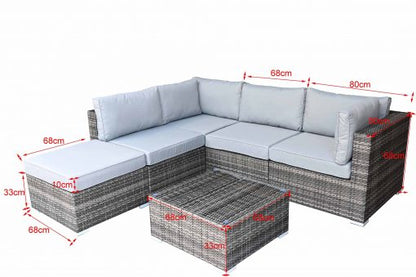 Rattan Grey Modular Corner Sofa Set | Heritage | Heri132G - Homeflair
