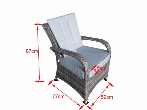 Rattan Grey Dining Round Table + 6 Chairs Set | Amel130TGS | Oliv140CG - Image 4