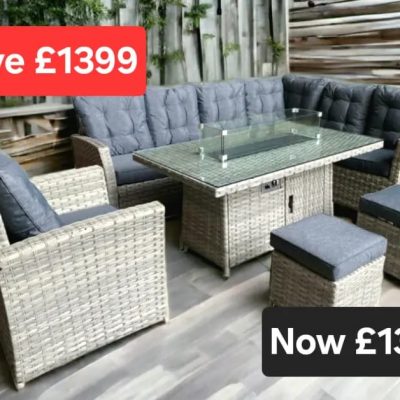 Rattan Ciara Dining Corner Sofa With Firepit Table | 063GFS