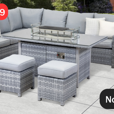 Halo Corner Sofa Set with Firepit Table and Side Table | HALO28FGG
