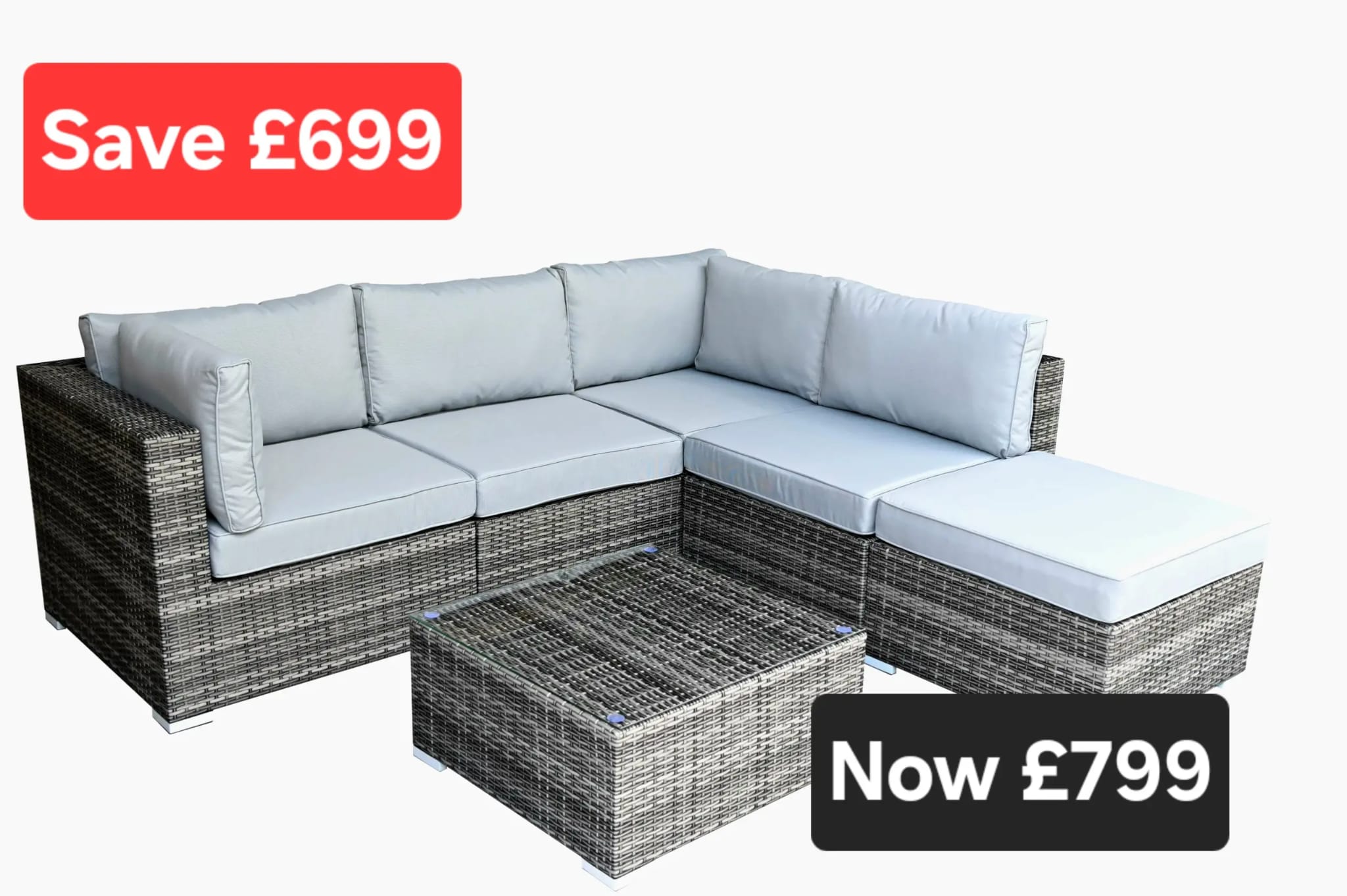 Heritage Rattan Grey Modular Corner Sofa Set | Heri132GS