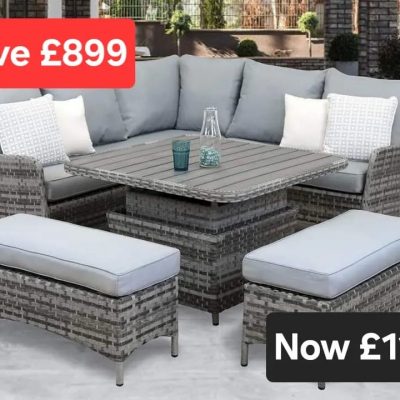 Rattan Ledbury Casual Corner Sofa Set with Lift Table | LEDB128GG