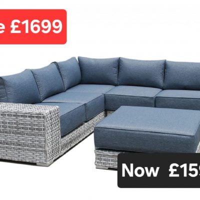 Rattan Malibu Grey Corner Large Luxury Sofa Set | MALI169GJ