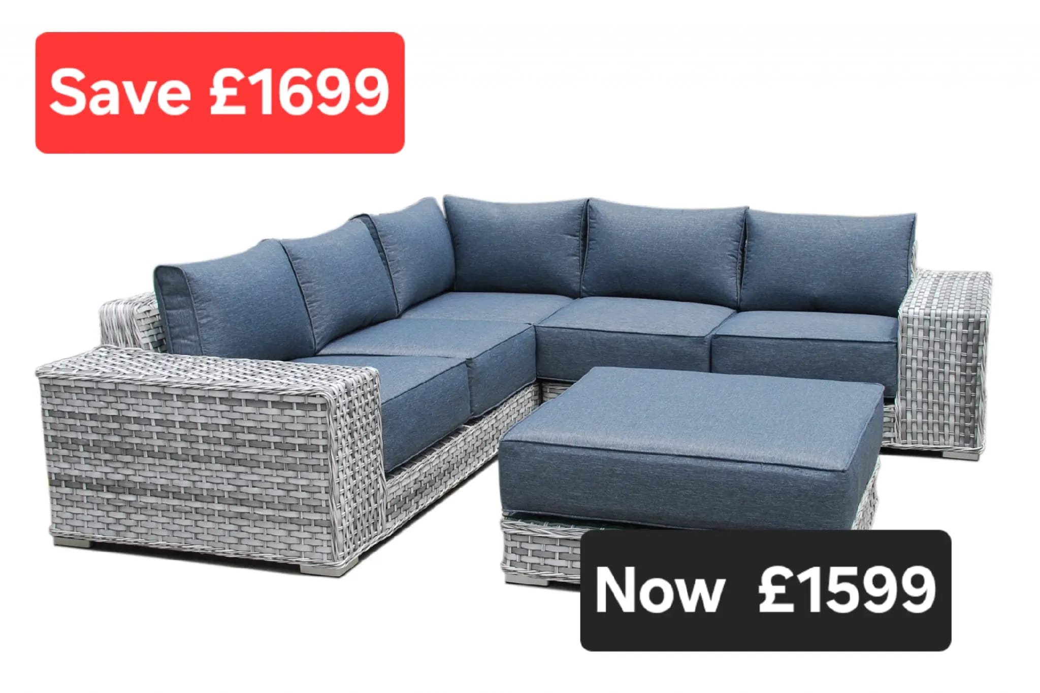 Rattan Malibu Grey Corner Large Luxury Sofa Set | MALI169GJ