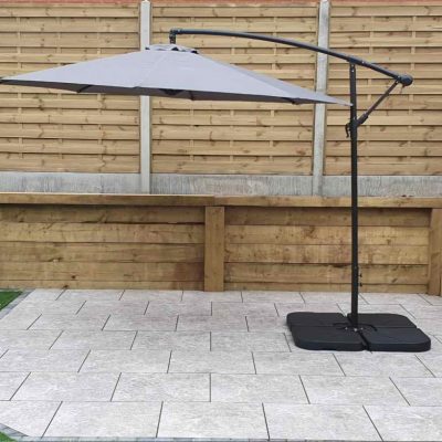 Rattan 3m Banana Parasol in Grey | Para0081