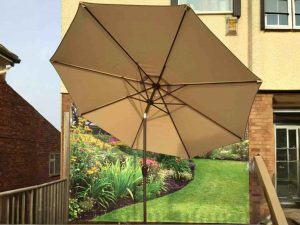 Rattan 3m Table Parasol with Tilt in Beige | Para0078
