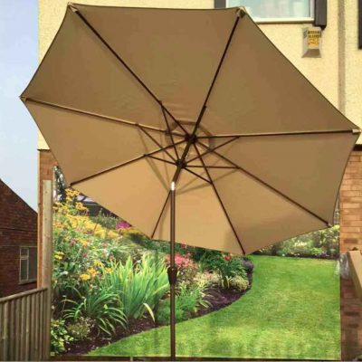 Rattan 3m Table Parasol with Tilt in Beige | Para0078