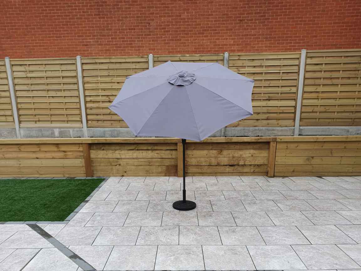 Rattan 2.5m Table Parasol in Grey with Tilt | Para0075