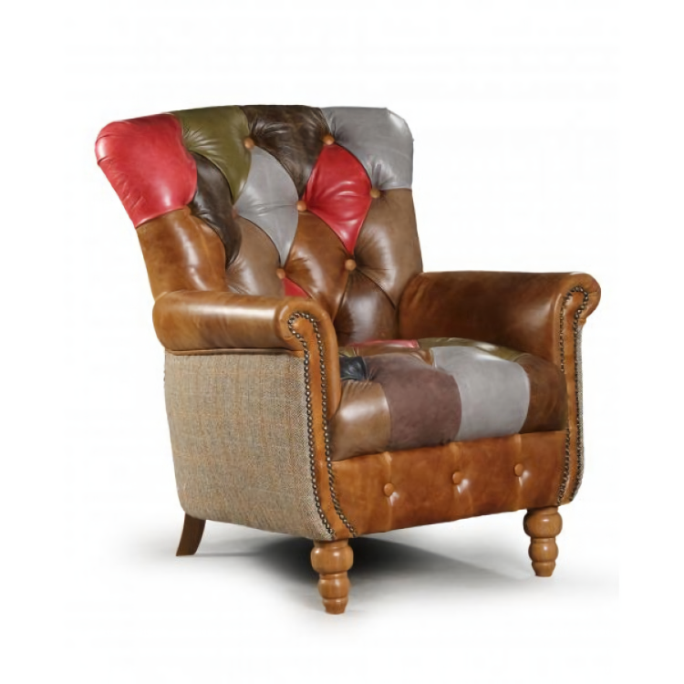 Alderley Leather Patchwork Chair | Vintage - Image 3