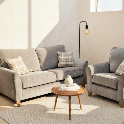 Smoke Ex-Display Fabric 2 Seater Sofa + Chair | EXSMO